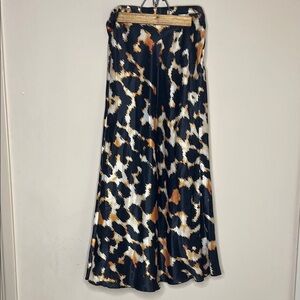 Free People Black and Brown Midi Skirt